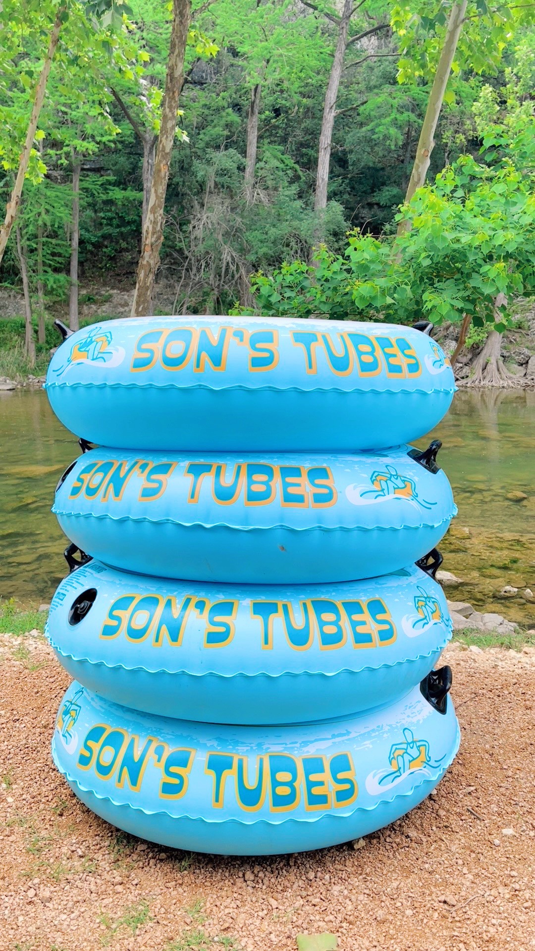 Stack of Son's Tubes ready for the river